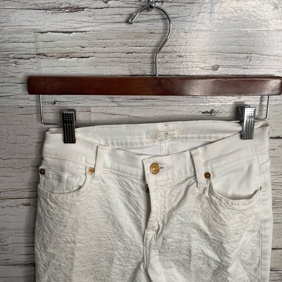 7 For All Mankind White Lace Embellished Jeans skinny size 25 - Picture 6 of 11